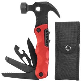 13 In 1 Multi-tool Hammer Outdoor Camping Survival Tools with Pouch Bag Safety Lock Nail Puller Knife Can Opener Saw Screw Depositor Screwdriver