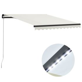 Manual Retractable Awning with LED 118.1"x98.4" Cream